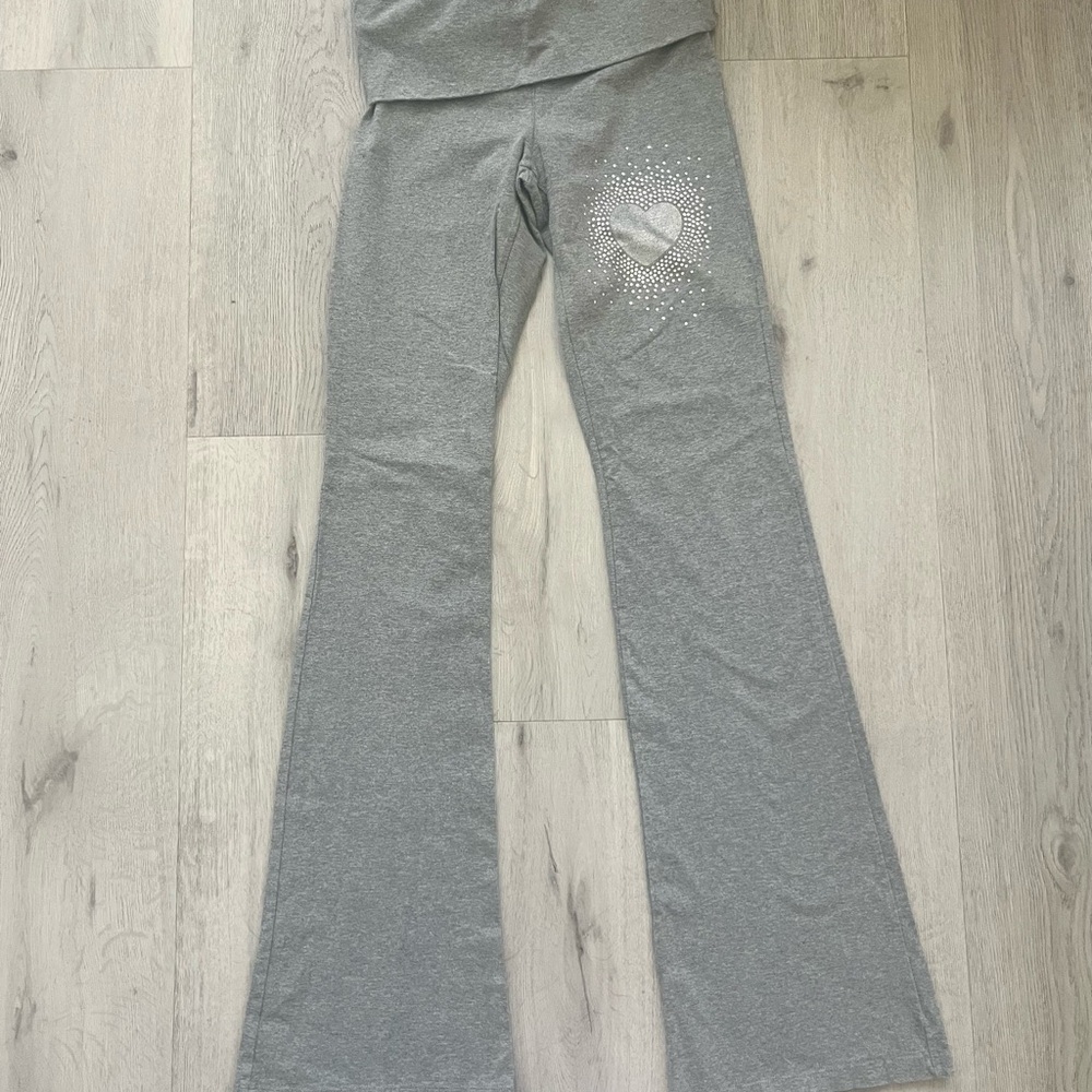 PINK Victoria's Secret Vintage Gray Flared Pants with Heart